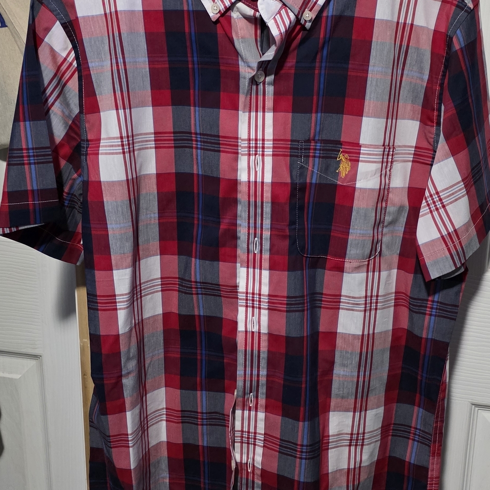 U.S. Polo Assn. Red and Blue Plaid Button Down Shirt
